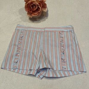 LOFT Size 10 RIO NINA Ruffle Front Striped Shorts